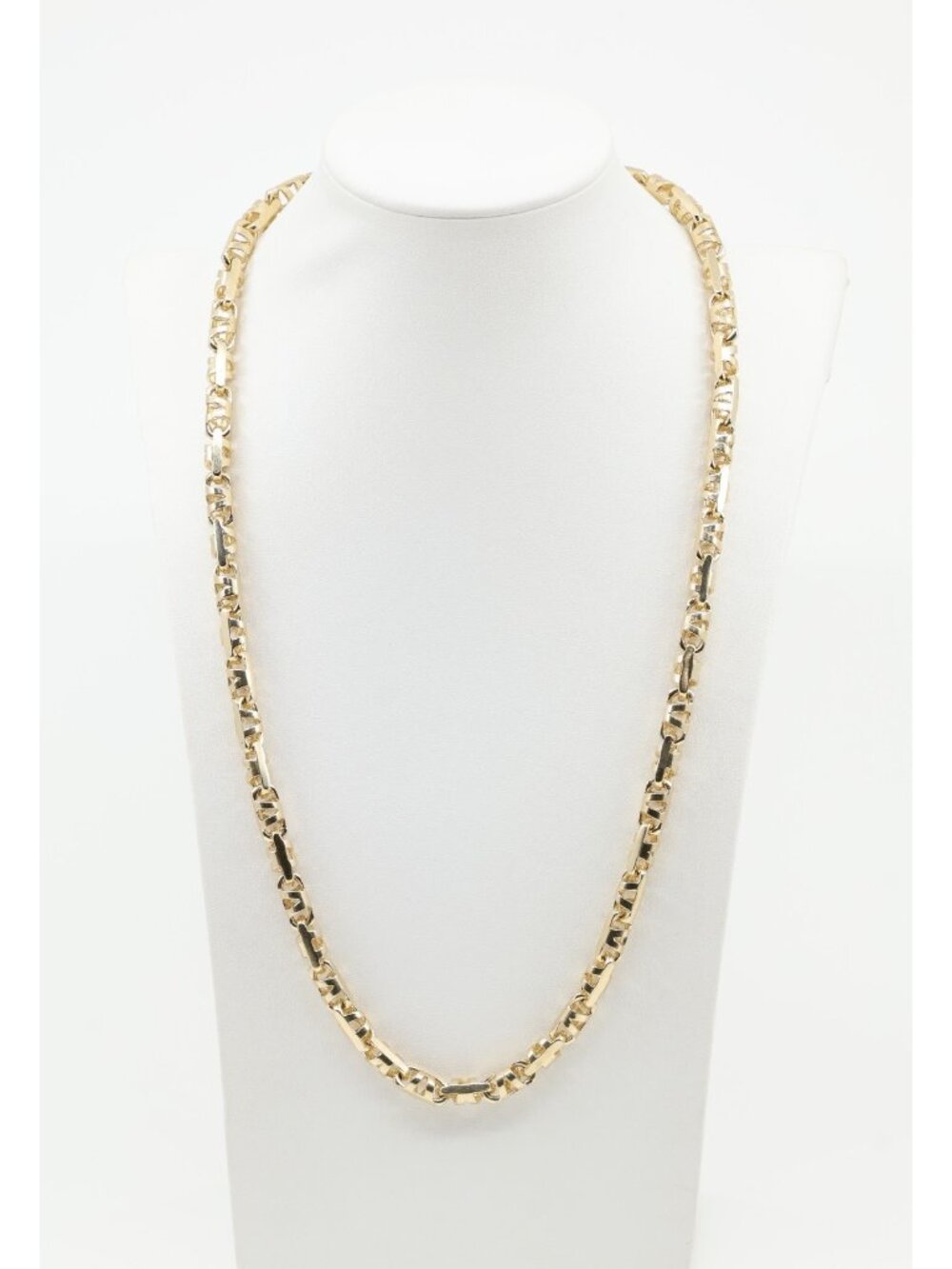 Fancy Large 14K Solid Yellow Gold Designer Custom Link Chain Necklace 24.25" L